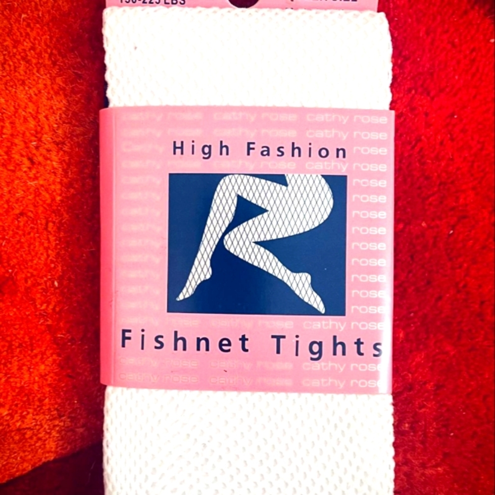 CATHY ROSE, White Fishnet Tights. Queen Size. Fits: 5'3"-5'11";150-225LBS